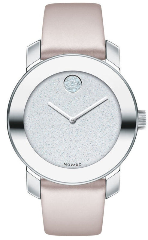 Buy Shop Movado Bold Glitter Silver Dial Pink Leather Strap Watch For Women - 3600522 USA Online