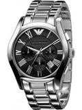 Buy Shop Emporio Armani Velente Chronograph Black Dial Silver Steel Strap Watch For Women - AR0674 USA Online