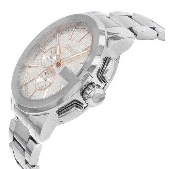 Buy Shop Gucci G Chrono Chronograph Silver Dial Silver Steel Strap Watch For Men - YA101201 USA Online
