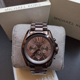 Michael Kors Bradshaw Chronograph Brown Dial Brown Steel Strap Watch For Women - MK6247