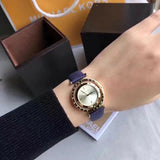 Buy Shop Michael Kors Averi Gold Dial Navy Blue Leather Strap Watch for Women - MK2526 USA Online