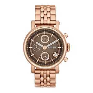 Buy Shop Fossil Boyfriend Chronograph Brown Dial Rose Gold Steel Strap Watch for Women - ES3494 USA Online