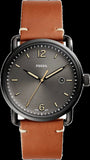 Buy Shop Fossil Commuter Three Hand Date Black Dial Brown Leather Strap Watch for Men - FS5276 USA Online