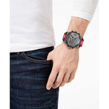 Diesel Mr Daddy 2.0 Chronograph Grey Dial Red Rubber Strap Watch For Men - DZ7423