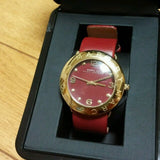 Buy Shop Marc Jacobs Amy Red Dial Burgundy Leather Strap Watch for Women - MBM1152 USA Online
