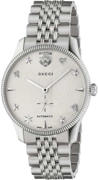 Buy Shop Gucci G Timeless Automatic Silver Dial Silver Steel Strap Watch for Men - YA126354 USA Online