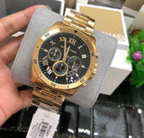 Buy Shop Michael Kors Brecken Chronograph Quartz Black Dial Gold Steel Strap Watch For Men - MK8481 USA Online