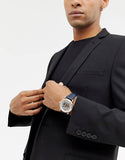 Buy Shop Emporio Armani Meccanico Silver Dial Blue Leather Strap Watch For Men - AR60009 USA Online