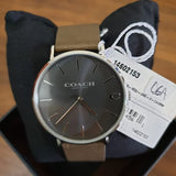 Coach Charles Grey Dial Brown Leather Strap Watch for Men - 14602153