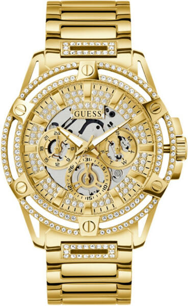 Buy Shop Guess Queen Quartz Gold Dial Gold Steel Strap Watch For Men - GW0497G2 USA Online