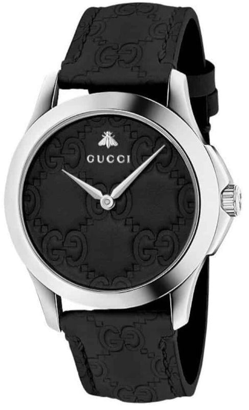 Buy Shop Gucci G Timeless Quartz Black Dial Black Leather Strap Watch For Men - YA1264031 USA Online