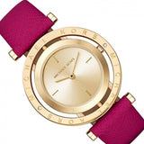 Buy Shop Michael Kors Averi Gold Dial Pink Leather Strap Watch for Women - MK2525 USA Online