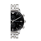 Buy Shop Emporio Armani Gianni Chronograph Black Dial Silver Steel Strap Watch For Men - AR80009 USA Online