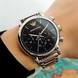 Buy Shop Emporio Armani Luigi Black Dial Silver Steel Strap Watch For Men - AR1894 USA Online