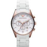 Emporio Armani Sportivo White Dial White Rubber Strap Watch For Men - AR5919