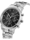 Buy Shop Daniel Wellington Iconic Chronograph Link Black Dial Silver Steel Strap Watch For Men - DW00100645 USA Online