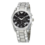 Emporio Armani Valente Chronograph Black Dial Silver Stainless Steel Watch For Men - AR0673