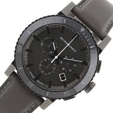Buy Shop Burberry The City Chronograph Ion Plated Grey Dial Grey Leather Strap Watch for Men - BU9384 USA Online