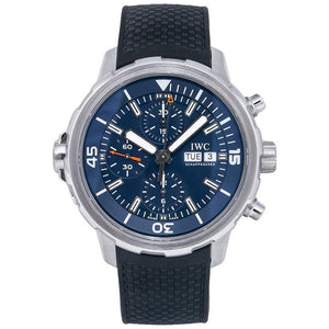 Buy Shop IWC Aquatimer Automatic Chronograph 44mm Blue Dial Black Rubber Strap Watch for Men - IW376805 USA Online