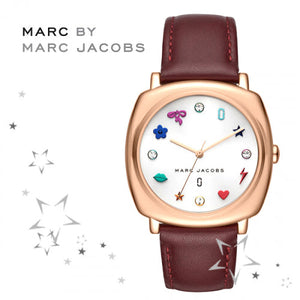 Buy Shop Marc Jacobs Mandy White Dial Brown Leather Strap Watch for Women - MJ1598 USA Online