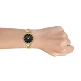 Buy Shop Michael Kors Pyper Three-Hand Black Dial Gold Steel Strap Watch For Women - MK4593 USA Online