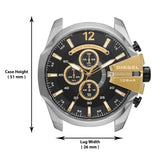 Buy Shop Diesel Mega Chief Chronograph Black Dial Two Tone Steel Strap Watch For Men - DZ4581 USA Online