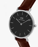 Buy Shop Daniel Wellington Classic Petite St Mawes Black Dial Brown Leather Strap Watch For Women - DW00100237 USA Online