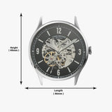 Buy Shop Fossil Forrester Automatic Skeleton Black Dial Silver Steel Strap Watch for Men - ME3180 USA Online