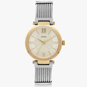 Buy Shop Guess Soho Diamonds Silver Dial Silver Mesh Bracelet Watch for Women - W0638L7 USA Online