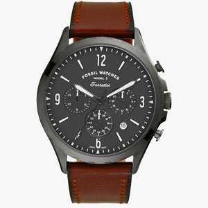 Buy Shop Fossil Forrester Chronograph Grey Dial Brown Leather Strap Watch for Men - FS5815 USA Online