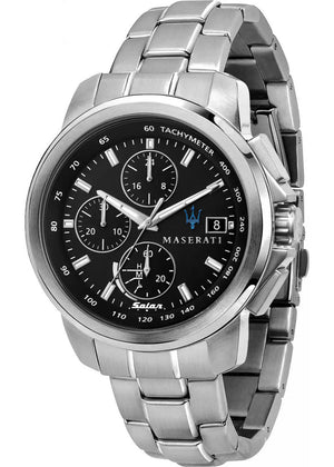 Buy Shop Maserati Successo Solar Edition Black Dial Silver Steel Strap Watch For Men - R8873645003 USA Online