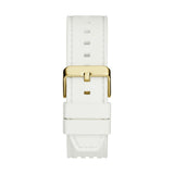 Guess Phoenix Analog Gold Dial White Silicone Strap Watch For Men - GW0499G5