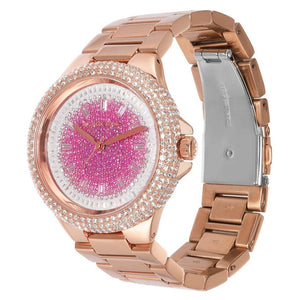 Buy Shop Michael Kors Camille Analog Pink Dial Rose Gold Steel Strap Watch for Women - MK7340 USA Online