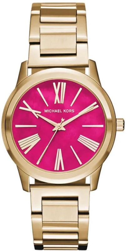 Buy Shop Michael Kors Hartman Quartz Pink Dial Gold Steel Strap Watch For Women - MK3520 USA Online