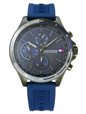 Buy Shop Tommy Hilfiger Bank Blue Dial Blue Rubber Strap Watch for Men - 1791721 USA Online