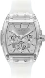 Buy Shop Guess Phoenix Multi Function Silver Dial White Rubber Strap Watch for Men - GW0203G1 USA Online