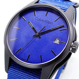 Buy Shop Calvin Klein Tone Blue Dial Blue NATO Strap Watch for Men - K7K514VN USA Online
