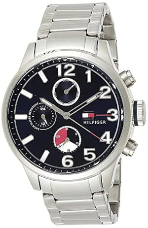 Buy Shop Tommy Hilfiger Jackson Chronograph Blue Dial Silver Steel Strap Watch for Men - 1791242 USA Online