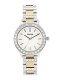 Buy Shop Fossil Jesse Crystals White Dial Two Tone Steel Strap Watch for Women - ES2409 USA Online