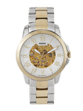 Buy Shop Fossil Grant Automatic Skeleton White Dial Two Tone Steel Strap Watch for Men - ME3112 USA Online