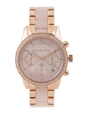 Buy Shop Michael Kors Ritz Chronograph Rose Gold Dial Two Tone Steel Strap Watch for Women - MK6307 USA Online