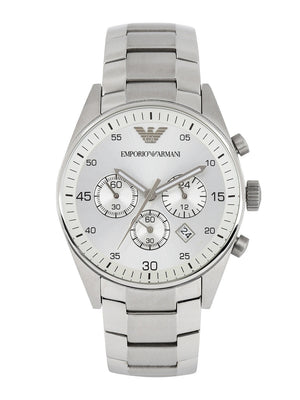 Buy Shop Emporio Armani Sportivo Chronograph Silver Dial Silver Steel Strap Watch For Men - AR5963 USA Online