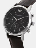Buy Shop Emporio Armani Renato Chronograph Black Dial Brown Leather Strap Watch For Men - AR2482 USA Online