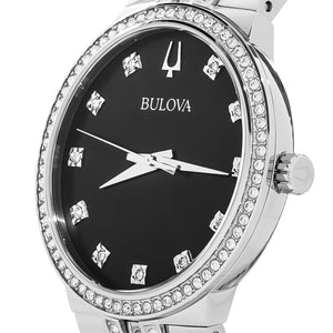 Buy Shop Bulova Diamond Accent Black Dial Silver Steel Strap Watch for Men - 96K106 USA Online