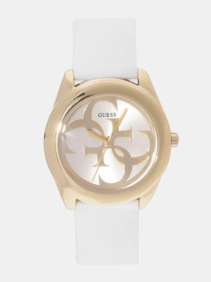 Buy Shop Guess G-Twist Gold Dial White Rubber Strap Watch for Women - W0911L7 USA Online
