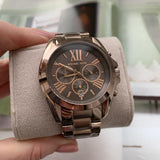 Michael Kors Bradshaw Chronograph Brown Dial Brown Steel Strap Watch For Women - MK6247