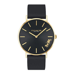 Buy Shop Coach Perry Black Dial Black Leather Strap Watch for Women - 14503333-C USA Online