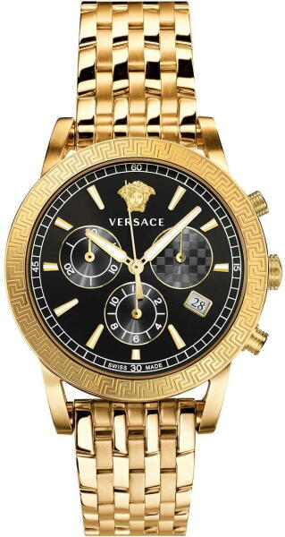 Buy Shop Versace Sport Tech Chronograph Black Dial Gold Steel Strap Watch for Men - VELT00419 USA Online
