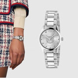Buy Shop Gucci G Timeless Quartz Silver Dial Silver Steel Strap Watch For Women - YA126595 USA Online