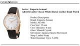 Buy Shop Emporio Armani Classic Quartz Mother of Pearl Dial Brown Leather Strap Watch For Women - AR1601 USA Online